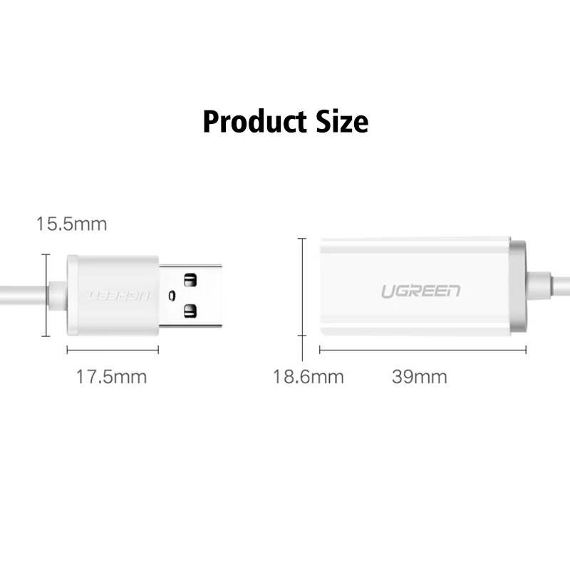 Внешняя звуковая карта Ugreen с USB аудио адаптер для микрофона динамик разъемом 3 5 мм