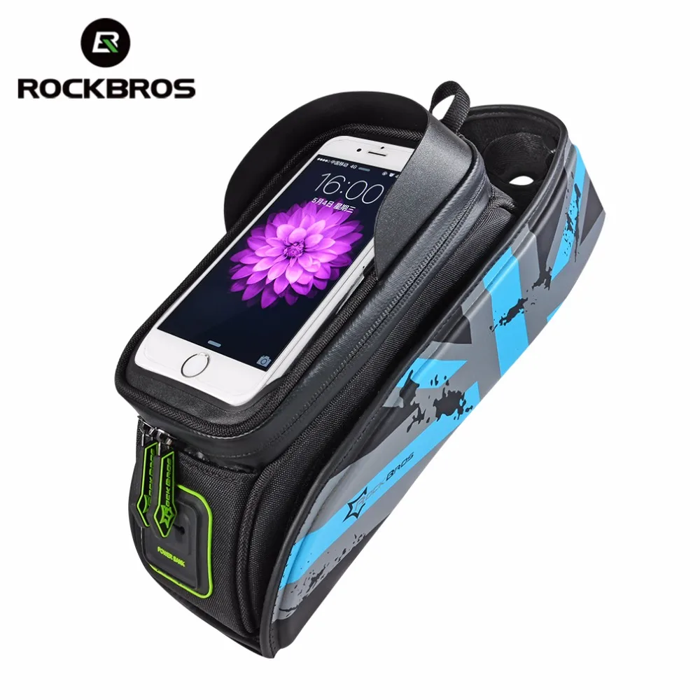 Flash Deal ROCKBROS Bicycle Front Top Tube Bag Cycling Bike Frame Saddle Package For Mobile Phone Waterproof Touch Screen Bike Accessories 1