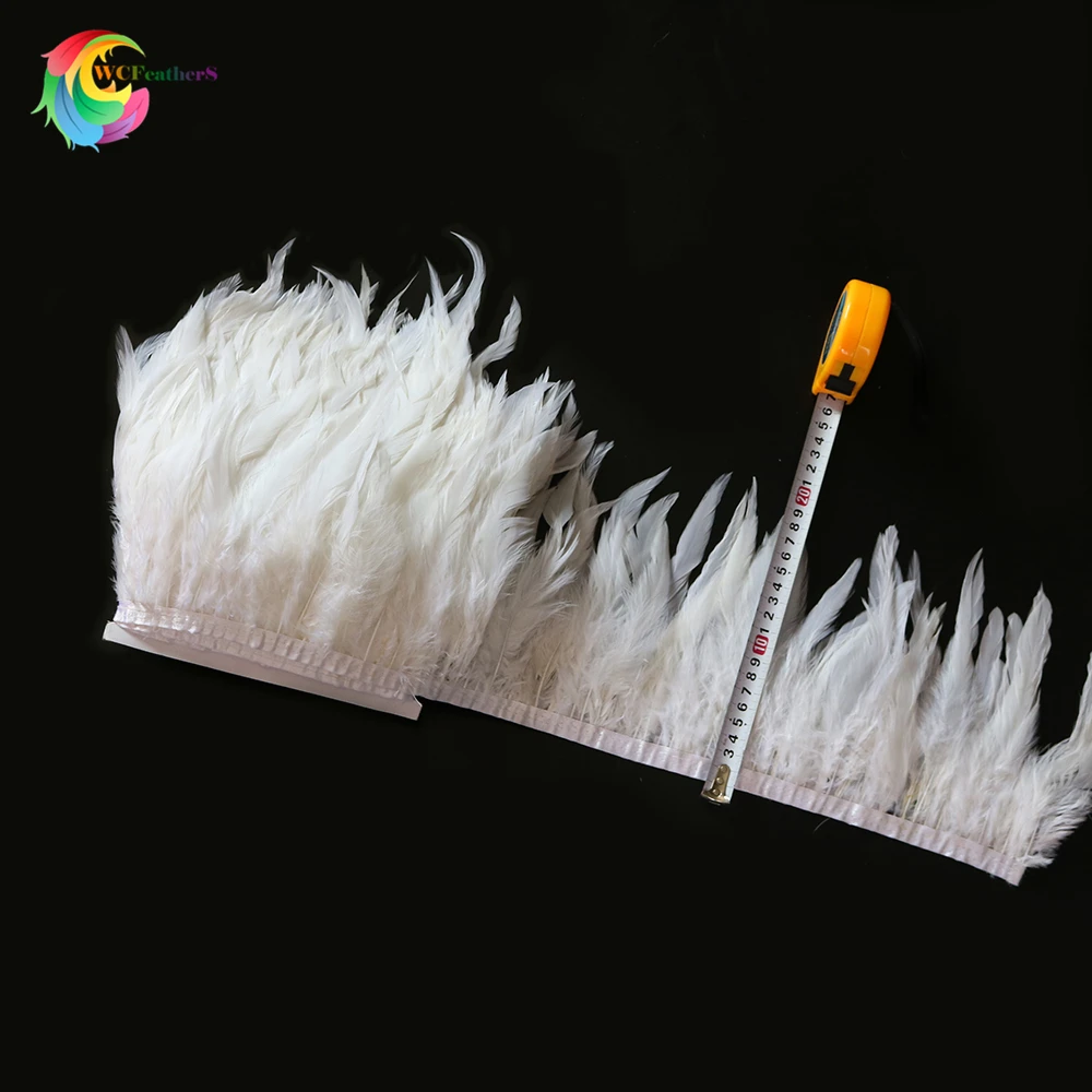Элегантные белые петушиные перьевые планки шириной 6-8 дюймов куриные перьевые ленты для свадебного карнавала украшения одежды