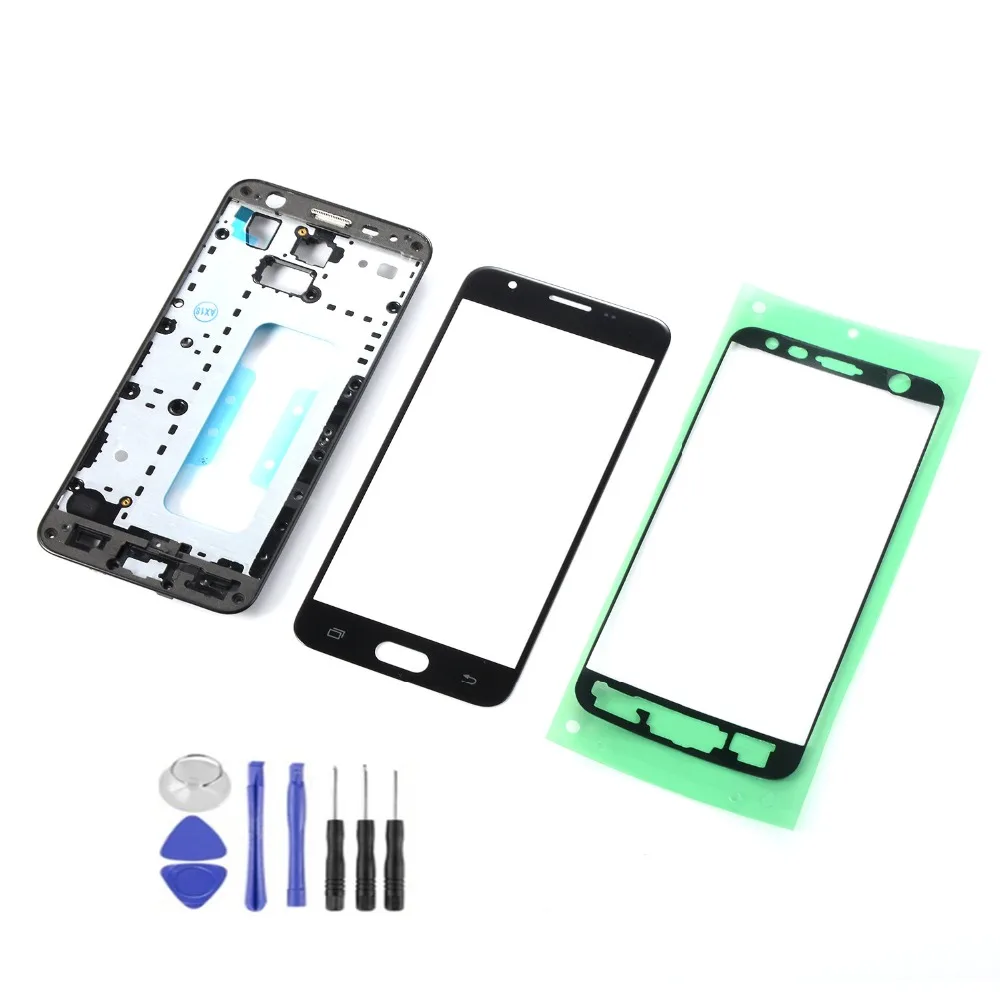 

For Samsung Galaxy J5 Prime SM-G570F G570 On5 2016 Front Glass Touch Screen Sensor+LCD Housing Middle Frame+Adhesive+Tools