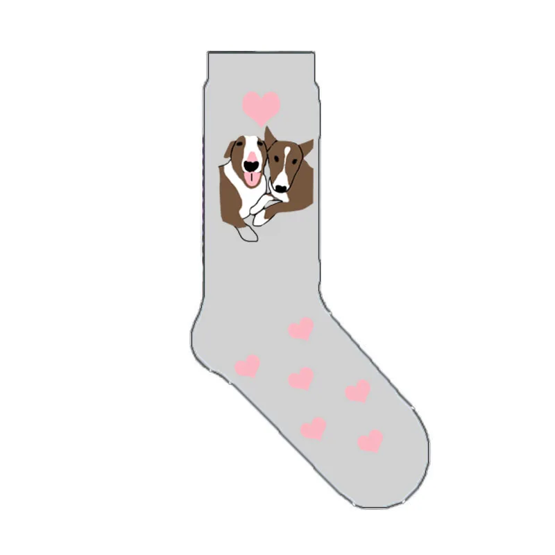 Короткие носки с сердечками, носки с изображением Бультерьера, новинка, подарок на день Святого Валентина, подарок с надписью «I love you» для собаки, милый подарок на день матери, 50 пар - Цвет: Темно-серый