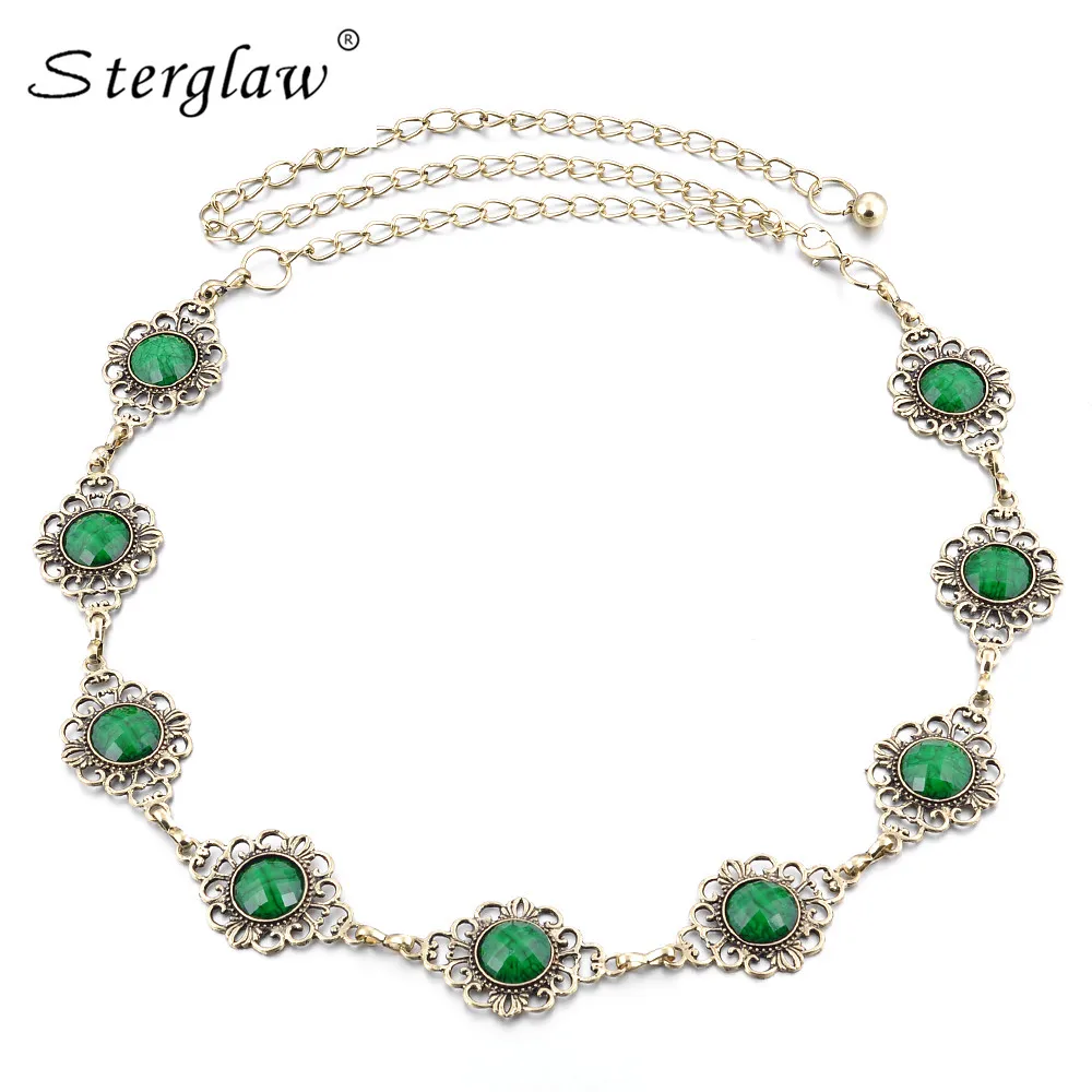 

Designer wide belts Womans from high quality lady green rhinestone belts for Women's dresses with high waist chain belt F083