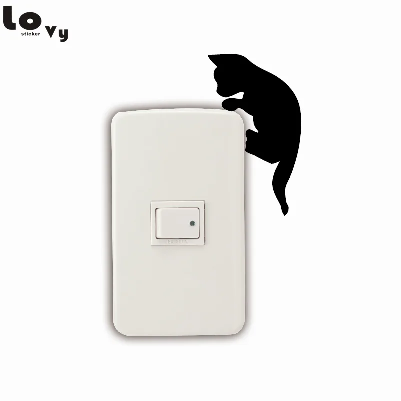 Милый котенок силуэт Сменные наклейки животное из мультфильма виниловая