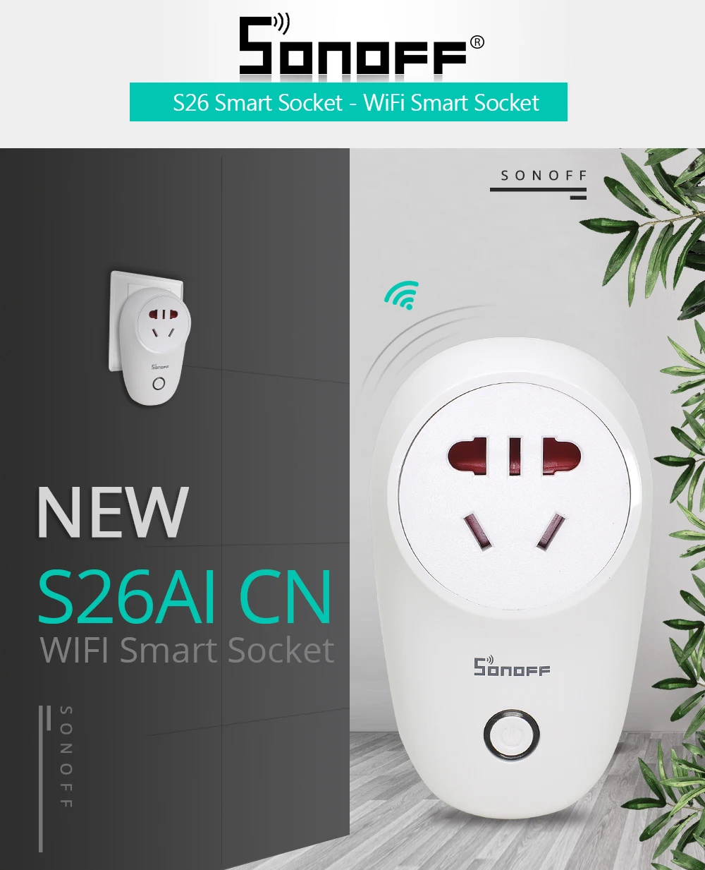 Sonoff одноцветное Sonoff S26 Wi-Fi Беспроводной умная розетка CN/AU/EU/UK/США Plug умный дом переключатель Мощность розетки работать с Alexa Google