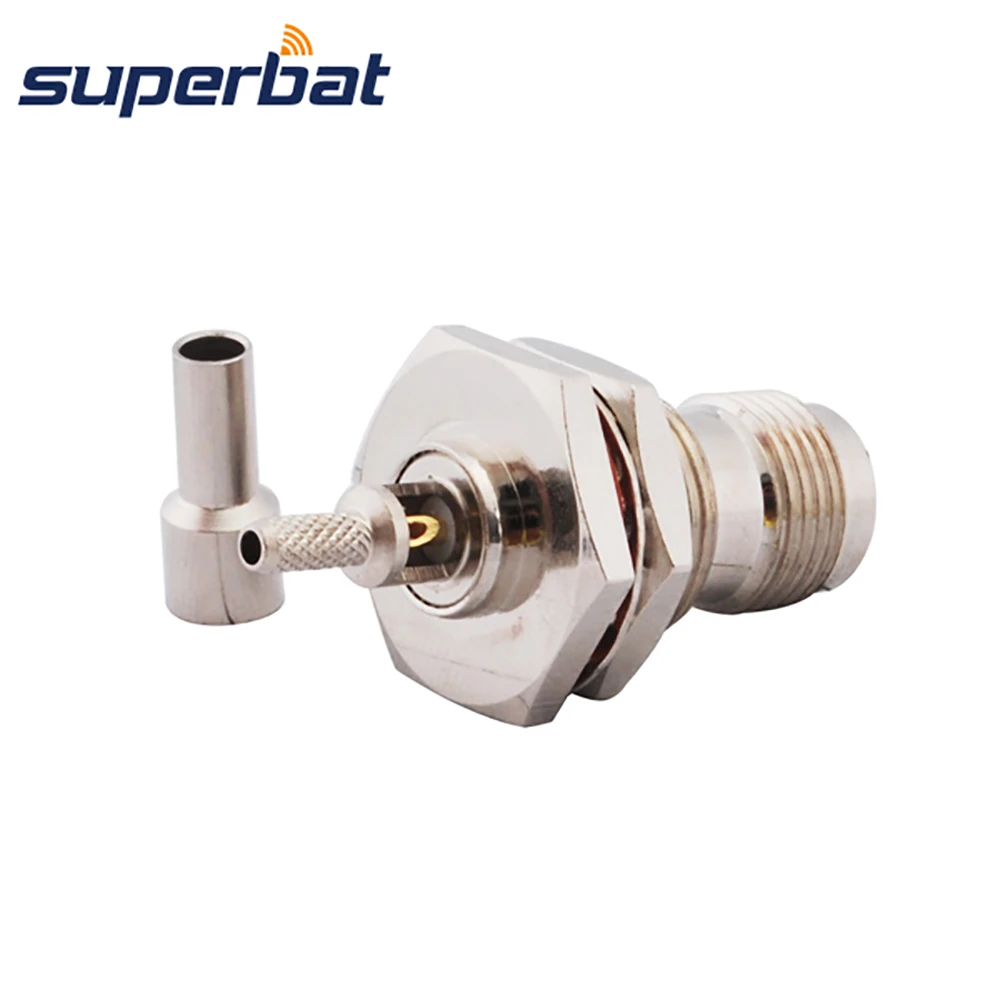 Superbat RP-TNC Crimp Female/Male Pin Bulkhead with O-Ring RF Coaxial Connector for Cables RG174 RG178 RG316 LMR100 1.13mm 1.37m