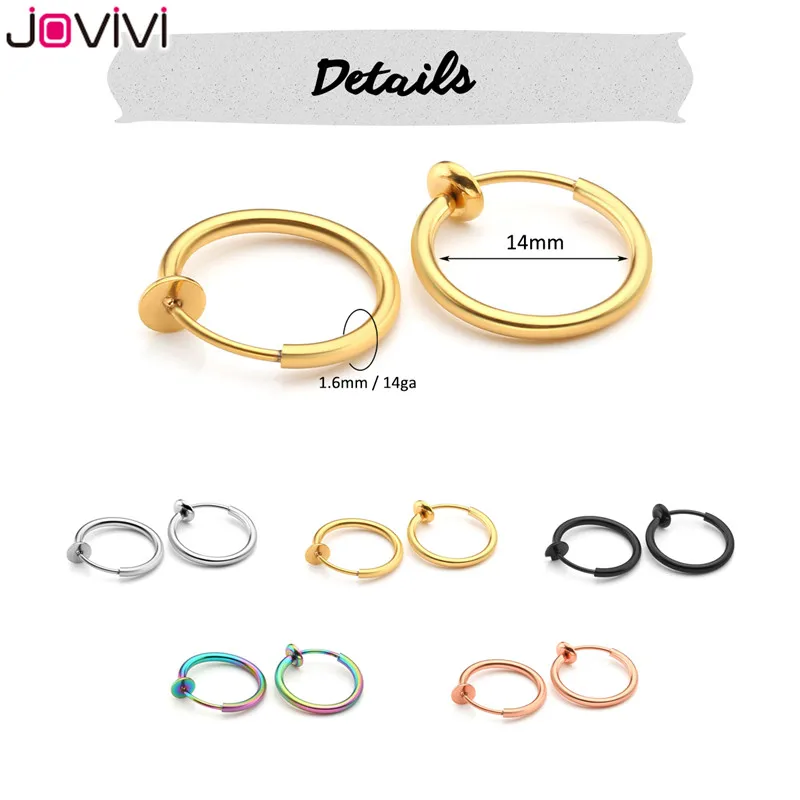 Jovivi 14G кольцо в нос имитация подпружиненное кольцо, серьги-клипсы поддельная перегородка серьги для ушного хряща кольцо для губ, пирсинг кольцо искусственный пирсинг