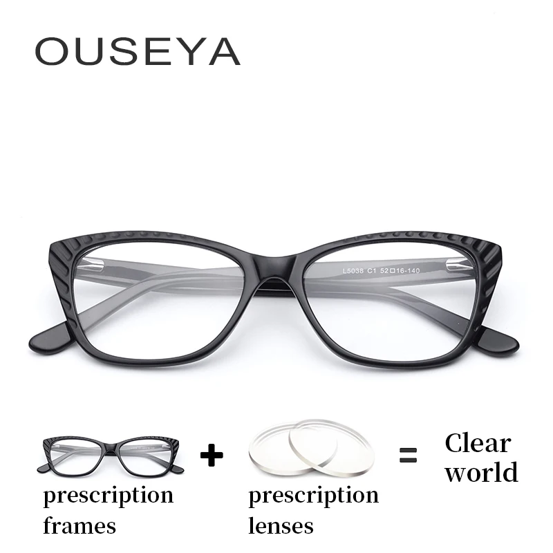 

Acetate Women Prescription Spectacles Fashion Photochromic Lens Astigmatism Optical Computer Blue Light Glasses for Sight #L5038