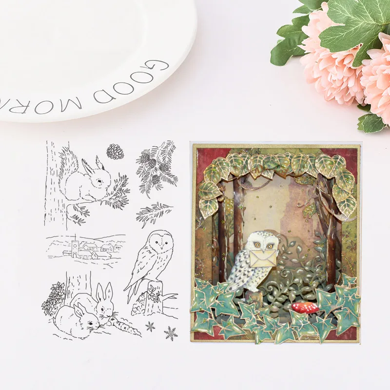 

rabbit bird Exquisite transparent silicone rubber stamps/handmade Christmas album for children decorative production