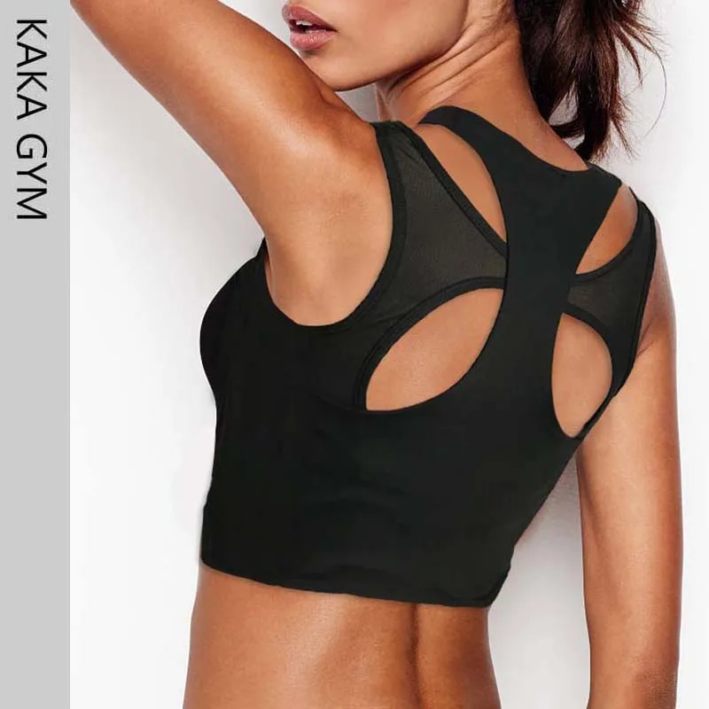 High Impact Sports Bra Tops for Women White Fitness Gym Crop Top Bras Plus Size Push Up Padded Running Bra Back Strappy Yoga bra