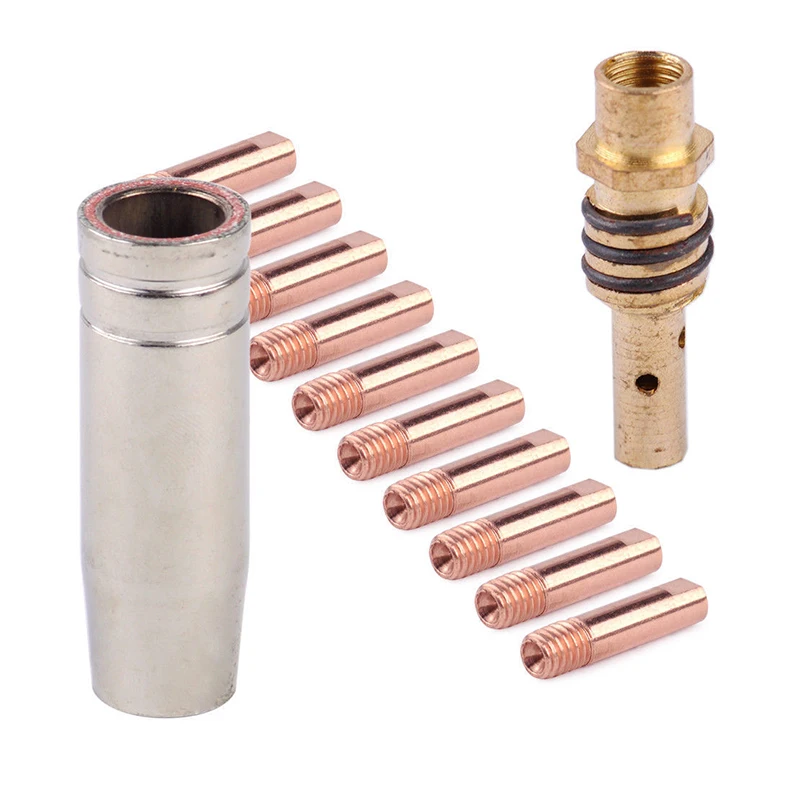 12pcs Mig Welding Contact Tips Kit 0.9mm M6 For MB-15AK Welding Torch Nozzles Welder Holder Gas Tools