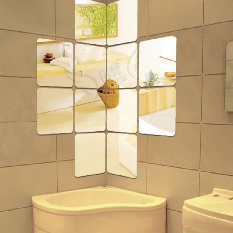 

Wall-StickersDecoration Maison Mirror Square With Back Gum For Kids Bathroom Memories Wall Film Ball Players