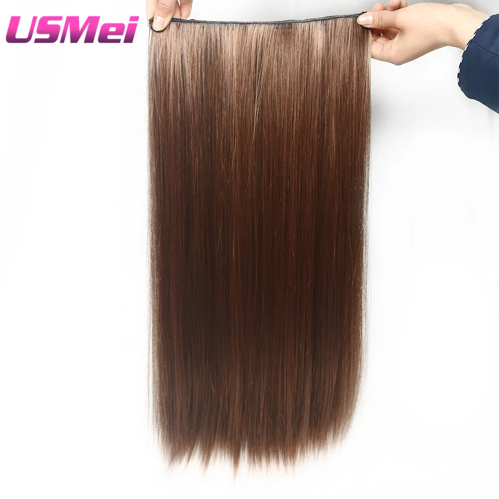 USMEI 60 см полный зажим для головы в наращивание волос многоцветные коричневые накладные синтетические шиньоны 2-30 # прямые 5 клипов/шт