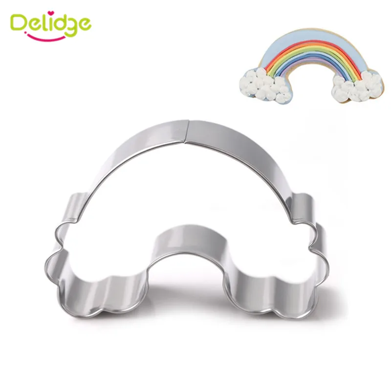

Delidge 1pc Rainbow Shape Cookie Cutter 3D Stainless Steel Fondant Cake Decorating Tools DIY Pastry Biscuit Baking Molds