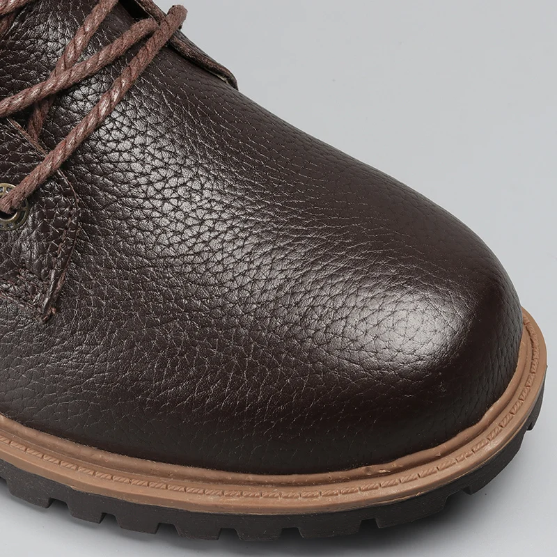 Natural Wool Men Winter Shoes Warmest Genuine Leather Handmade Men Winter Snow Boots #YM1568