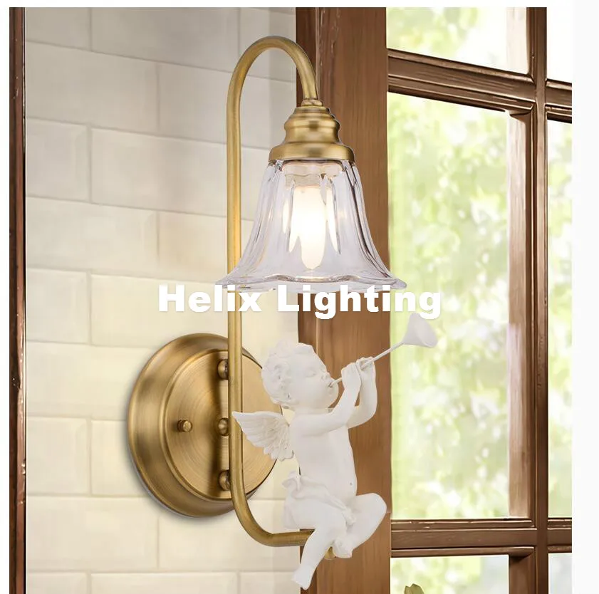 

Free Ship Nordic European Bedroom Bedside Living Room Cafe Dining Room Angel Wall Lamp Wedding Room Aisle Light Bra Wall Sconce