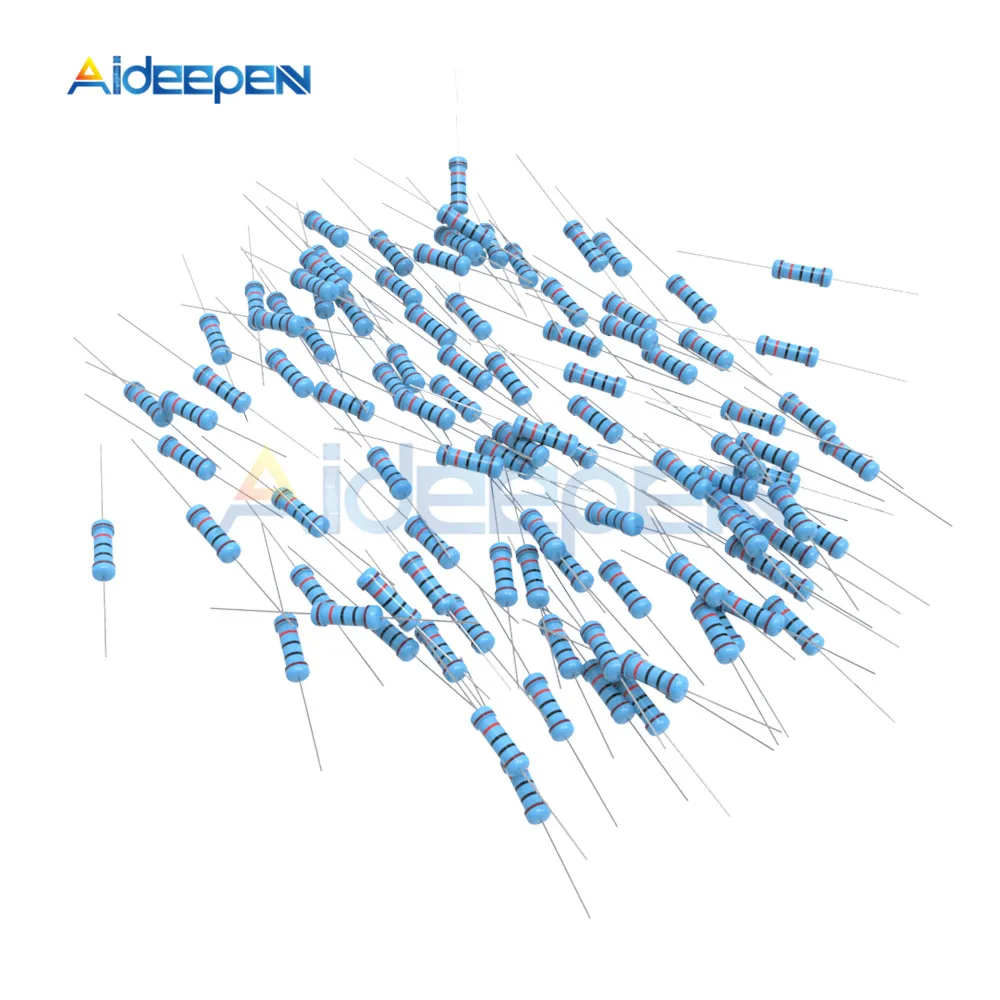 100 шт 1/2 Вт 1 Вт 2 Вт 3 Вт Сопротивление 5,1 K 4,7 K 10K 22K 470R 1 м 1% сопротивление резистора металлической пленки(1 Ом~ 1 м Ом