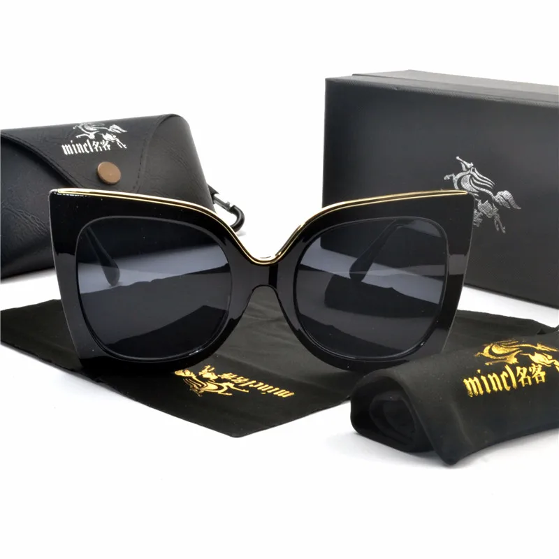 Женские Ретро кошачьи солнцезащитные очки Модные оттенки Женские винтажные черные женские роскошные градиентные негабаритные квадратные UV400 FML