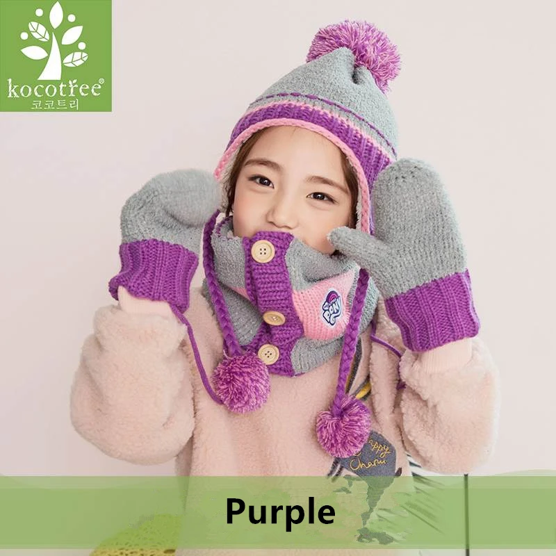 Kocotree/зимняя шапка для детей, зимняя шапка, шарф, теплый шарф и шапка, перчатки, комплект для детей, шапка, шарф, комплект для девочек, Skullies Beanies