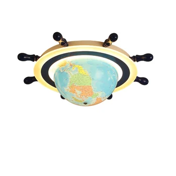 

Children room light boys and girls led eye protection study light creative globe rudder light American simple bedroom light