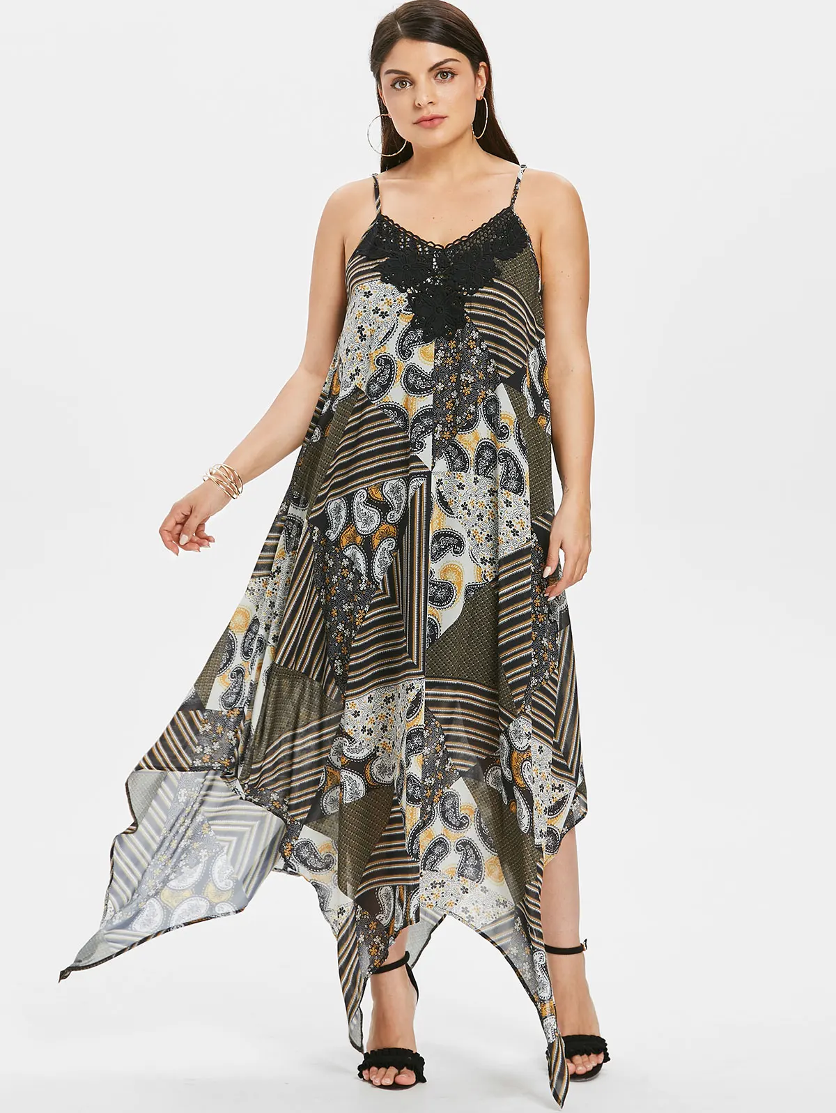 paisley casual plus size maxi dresses