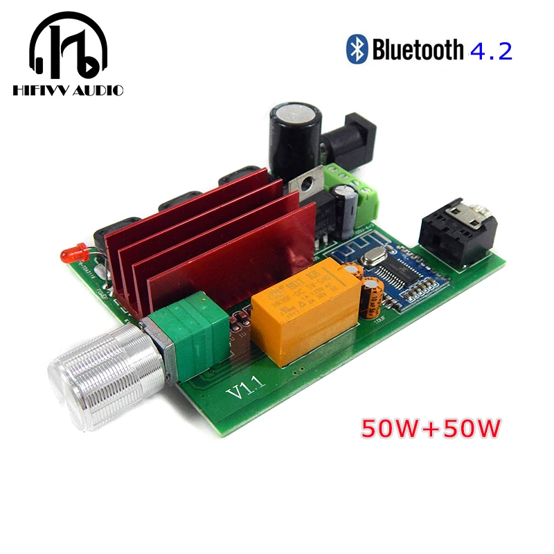 

Bluetooth 4.2 hifi amp TPA3116d2 50W*2 Digital Power Amplifier Board