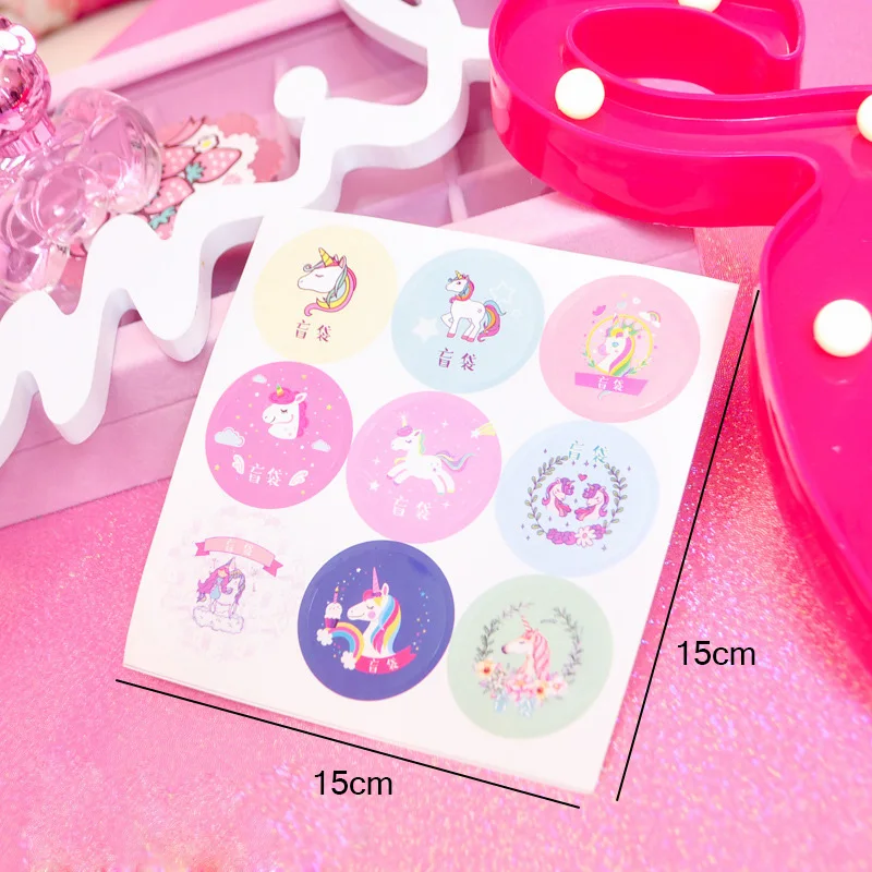 

45pcs Rainbow Unicorn Stickers Cute Round Decorative Adhesive Sealing Label Stickers Decorations DIY Albums Xmas Gift Box Seals