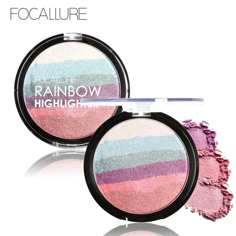 

FOCALLURE Rainbow Highlighter Powder Beauty Face Makeup Powder Professional Face Foundation Cosmetics Brighten Natural Maguiagem