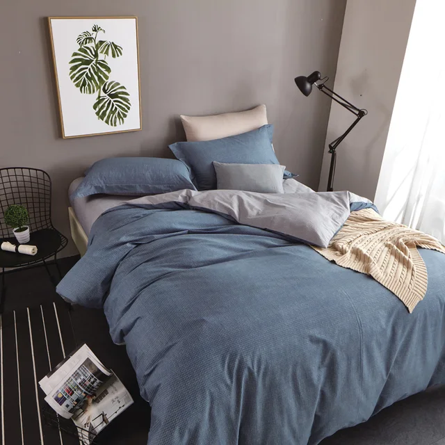 simple plain blue and grey bedding set queen size duvet covers flat grey sheets