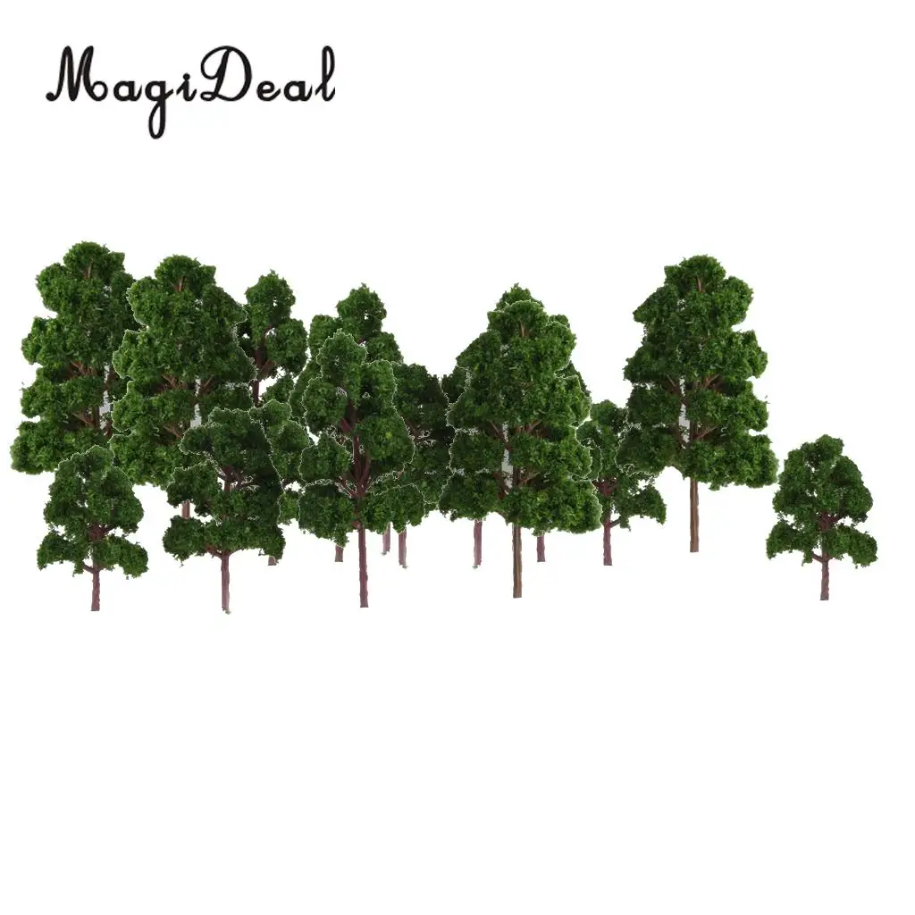 20Pcs Mix Size Model Trees Deep Green for N HO Scale Railroad Village Architecture Layout Diorama Scenery