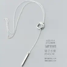 По-настоящему. 925 пробы Серебряный Открытый Квадратный Круг и счастливый Бар Кулон "Y" Лариат Ожерелье девушки подарок стерлингового серебра-ювелирные изделия GTLX1208