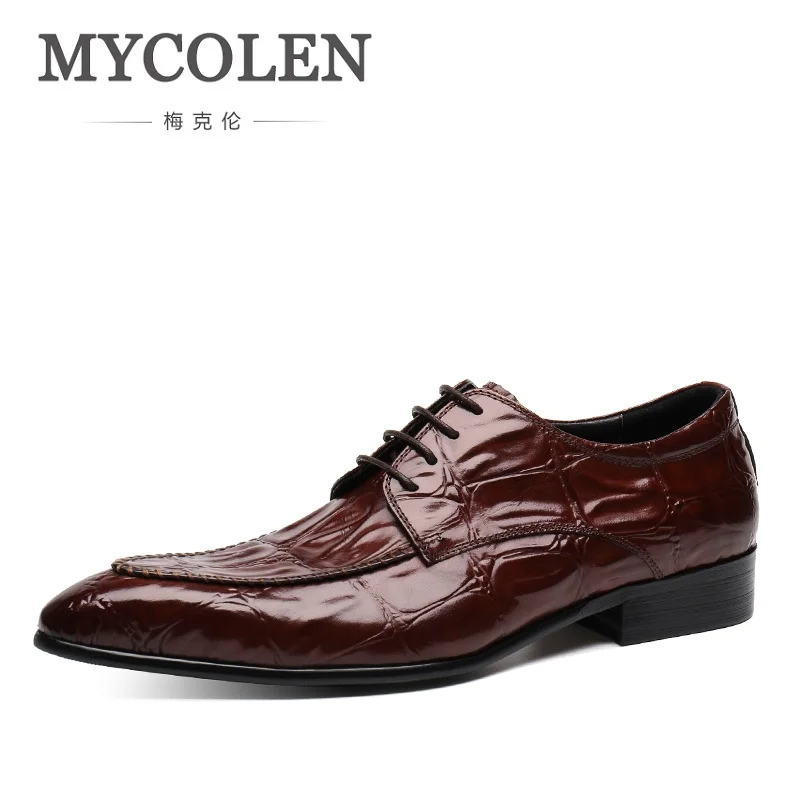 

MYCOLEN Luxury Men Dress Shoes Pointed Toe Leather Formal Shoes For Business Wedding Shoes Male Spring Scarpe Uomo Eleganti Men