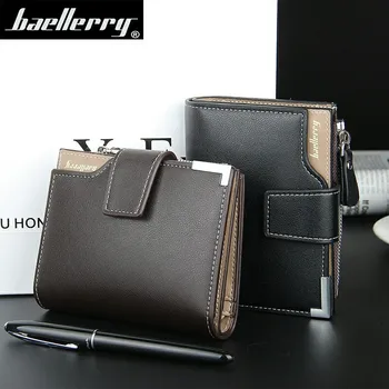 

Top Quality Leather Short Wallet Men Pruse Male Clutch Zipper Wallets Men Women Money Bag Pocket Female Coin Card Holder
