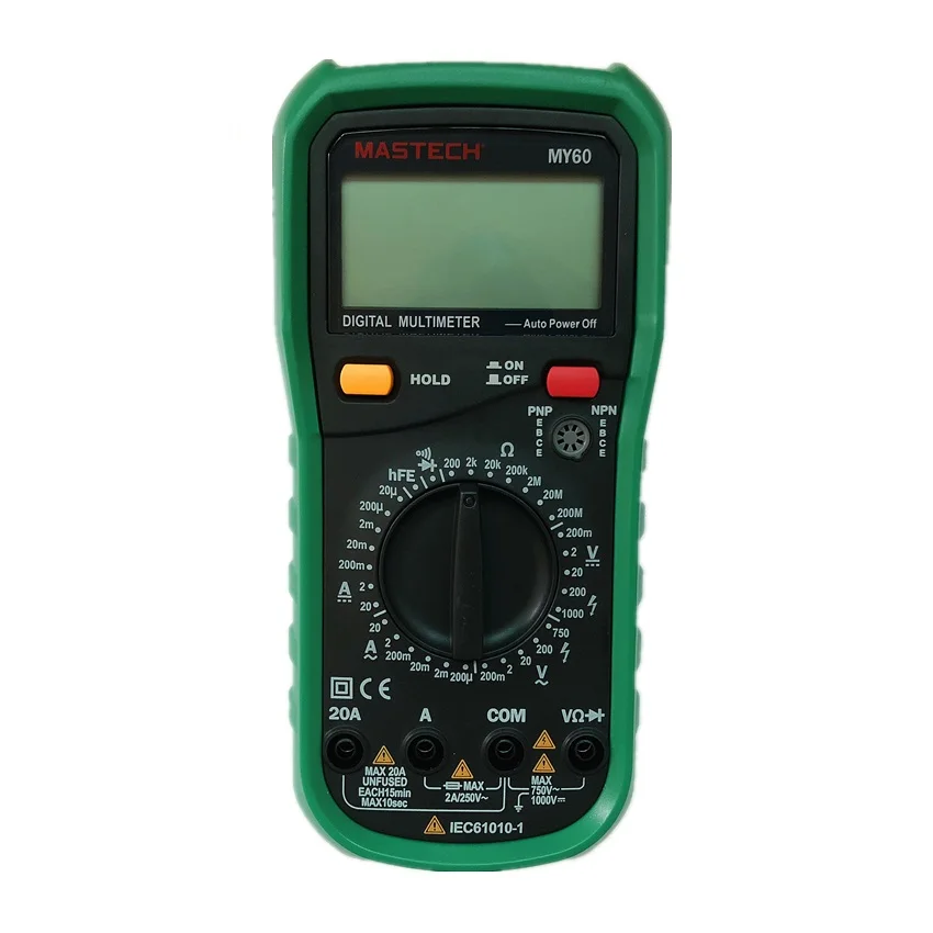Цифровой Мультиметр MASTECH MY60 DMM AC/DC вольтметр амперметр Омметр тестовый er w/hFE