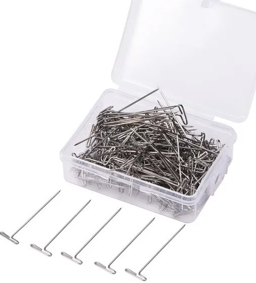 

100pcs/box T Pin Clips For Wig Weaving Making Hair Extension Fix On Mannequin Canvas Block Head Hair Weaving Tools 38mm
