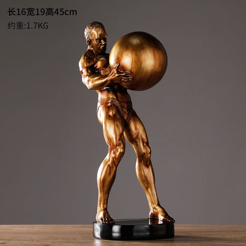 52 см высокая скульптура домашняя смола для мебели статуя ремесла креативный бодибилдер сильный человек Держа Мяч статуетка с узором - Цвет: E