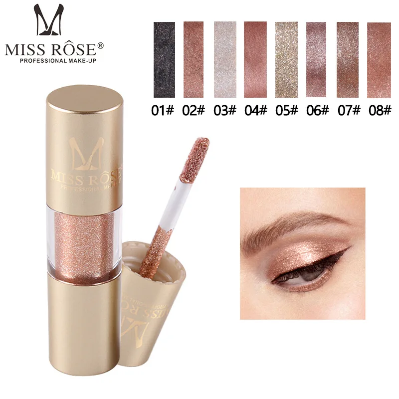 

MISS ROSE 2019 NEW Metal Eyeshadow Shimmer Warm Color Waterproof Shine Single Eye Shadow Liquid Nude Makeup Shadow TSLM2