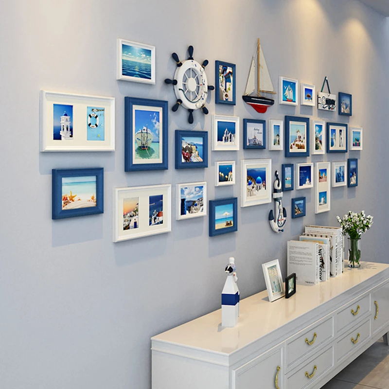 Customize Luxury Wallpaper Retro Wooden Frame Alphabet Wall Fashion Multiple Size 27pcs Set Picture Frames Photo On The Wall Sets For Photos