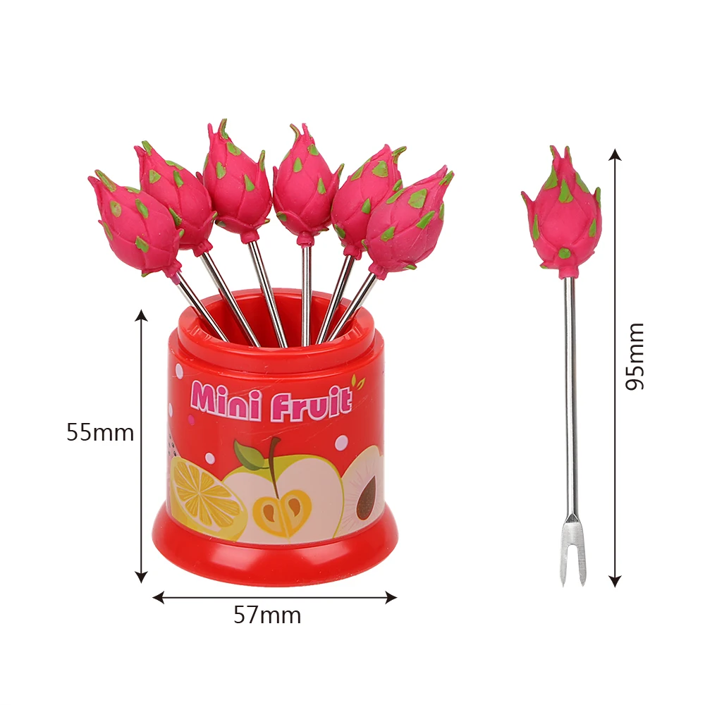 Cute Fruit Pattern Fruit Fork Creative Party Decoration Stainless Steel Snack Cake Dessert Food Fork