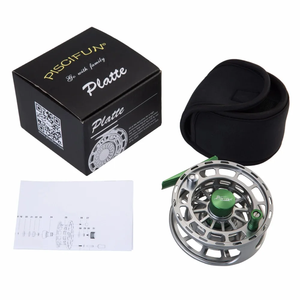 Рыболовная катушка Piscifun Platte Green Fly рыболовная с ЧПУ 5/6 7/8 9/10 WT большая алюминиевая