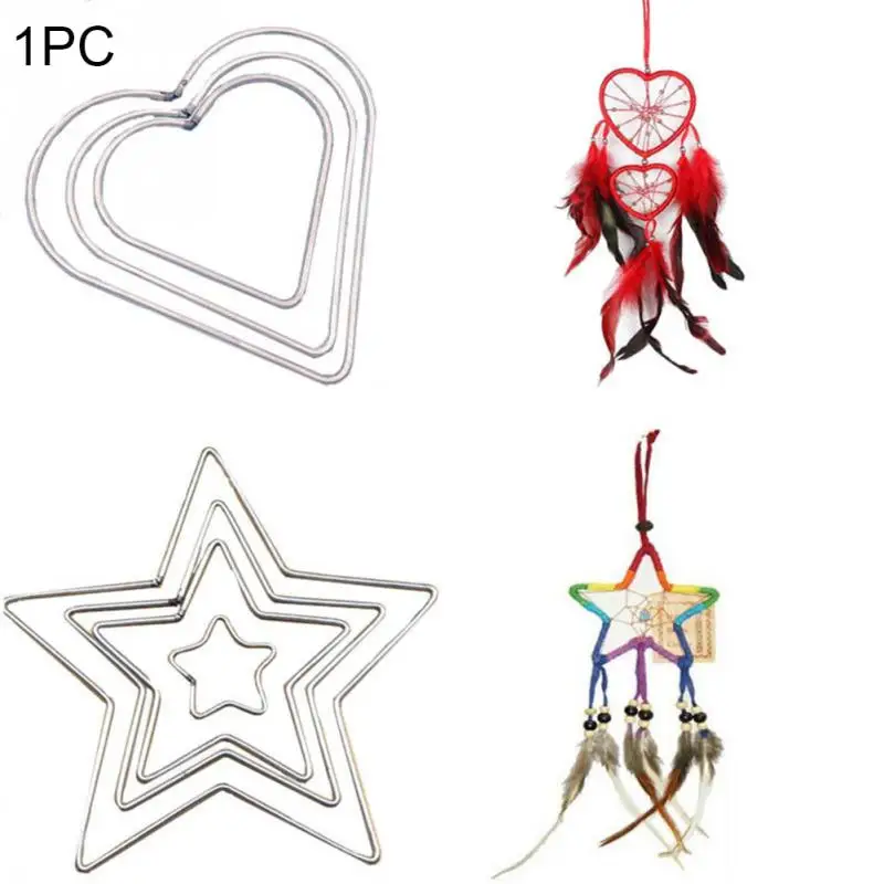 

NEW Manual Metal Dream catcher Heart and start Hoop Ring Handmade Wicker Crafts DIY Dream catcher Tool Material Accessories