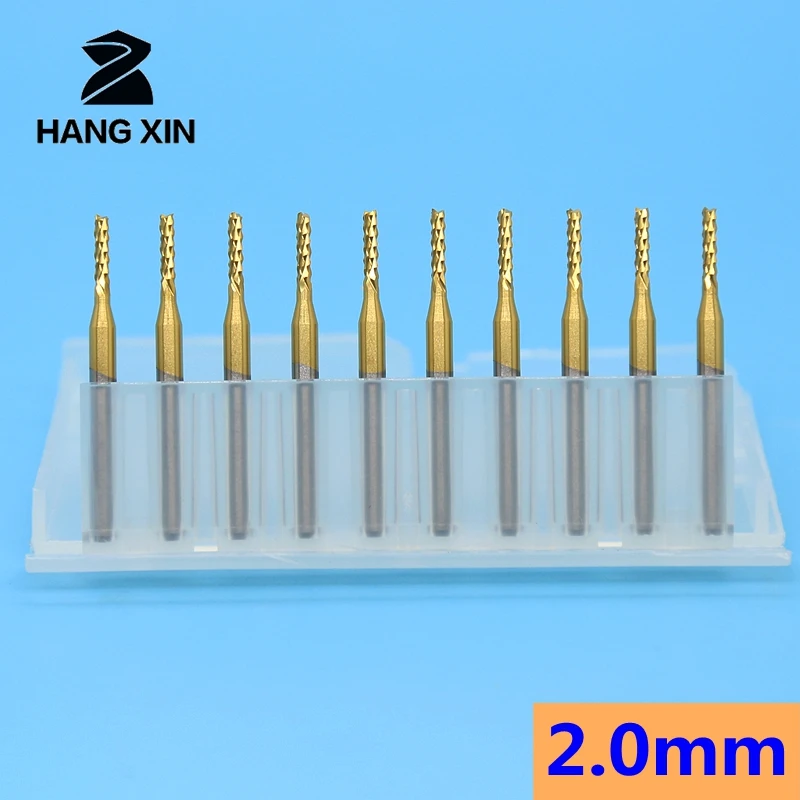 

Durable 2.0mm 2.4mm Titanium Coated Carbide Milling Cutter 10PCS Engraving Edge Cutter CNC Router Bits End Mill for PCB Machine