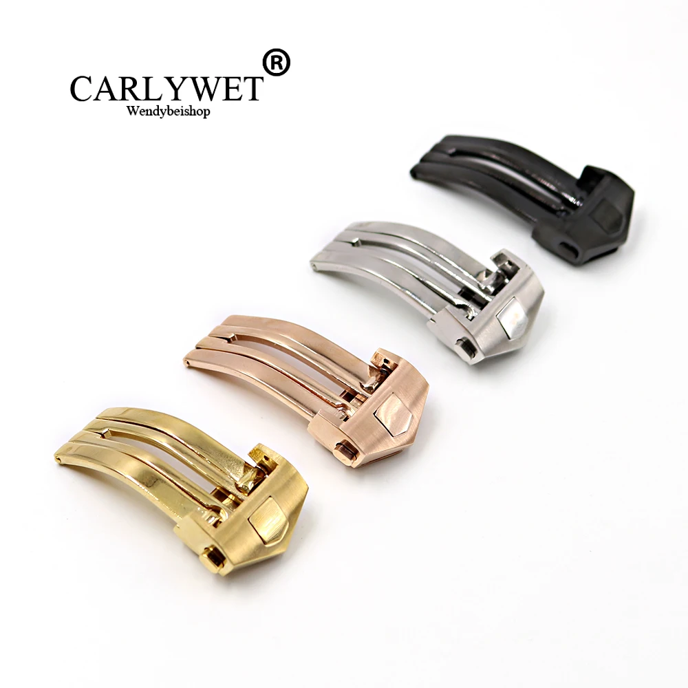 

CARLYWET 18mm Silver Color Stainless Steel Watch Band Buckle Deployment Clasp For TAG HEUER Less 2mm Rubber Leather Strap Belt