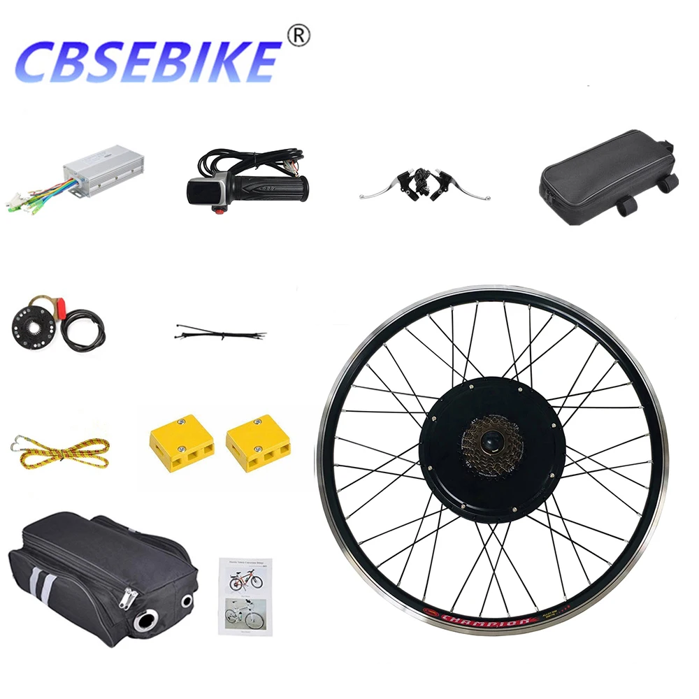 Top CBSEBIKE Electric Bike Conversion Kit 20inch 36v 48v 250w 500w 1000w LED LCD Display eBike  for Rear Bicycle Wheel Motor 15