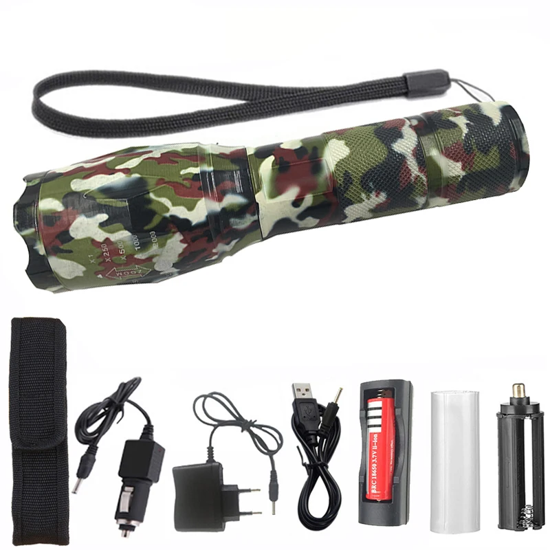 

Zoomable Led Flashlight Tactical XM-L T6 3800lm Torch 5 mode Waterproof Light Camping Hiking lanterna Rechargeable 18650 battery