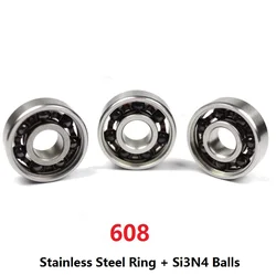 100pcs/lot High Precision 608 Stainless Steel hybrid Si3N4 ceramic balls bearing Hand Finger Fidget Spinner bearings 8*22*7 mm