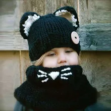 Fashion Kids Winter Hats Girls Boys Children Crochet Warm Cap Scarf Set Baby Bonnet Cartoon Cute Cat Hat for Girl Boy Fashion Kids Winter Hats Girls Boys Children Crochet Warm Cap Scarf Set Baby Bonnet Cartoon Cute Cat Hat for Girl Boy