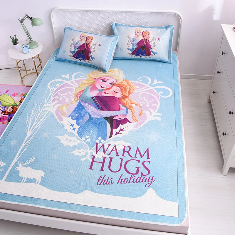 

Disney Frozen Bed Mattress Protector Cover Anna Aisha Bed Mattress Topper Sheet Ice Silk Summer Children Sleeping Bed Mat Set