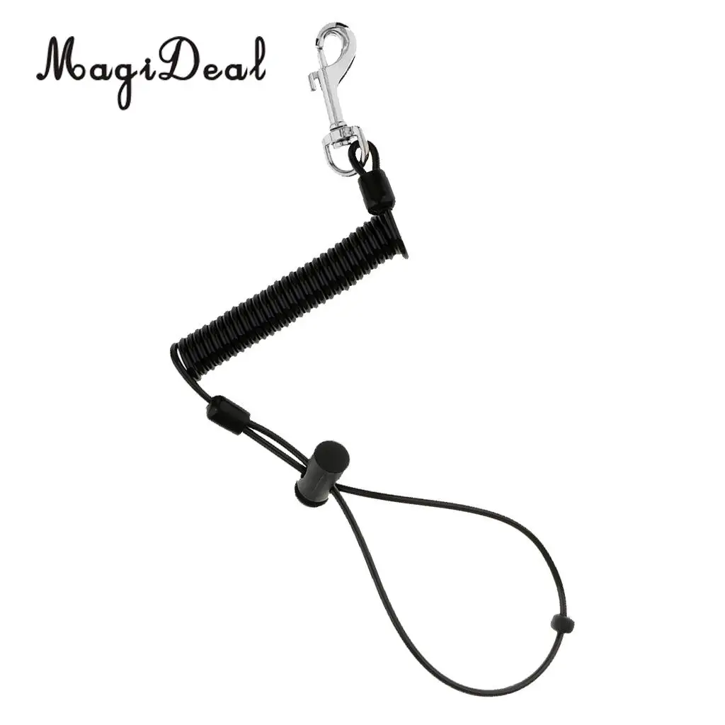 MagiDeal 1.1M Retractable Coiled Fishing Lanyard Steel Wire Pier Rope Tether Safety Tool for Fish Lanyard Boating Fishing Acce