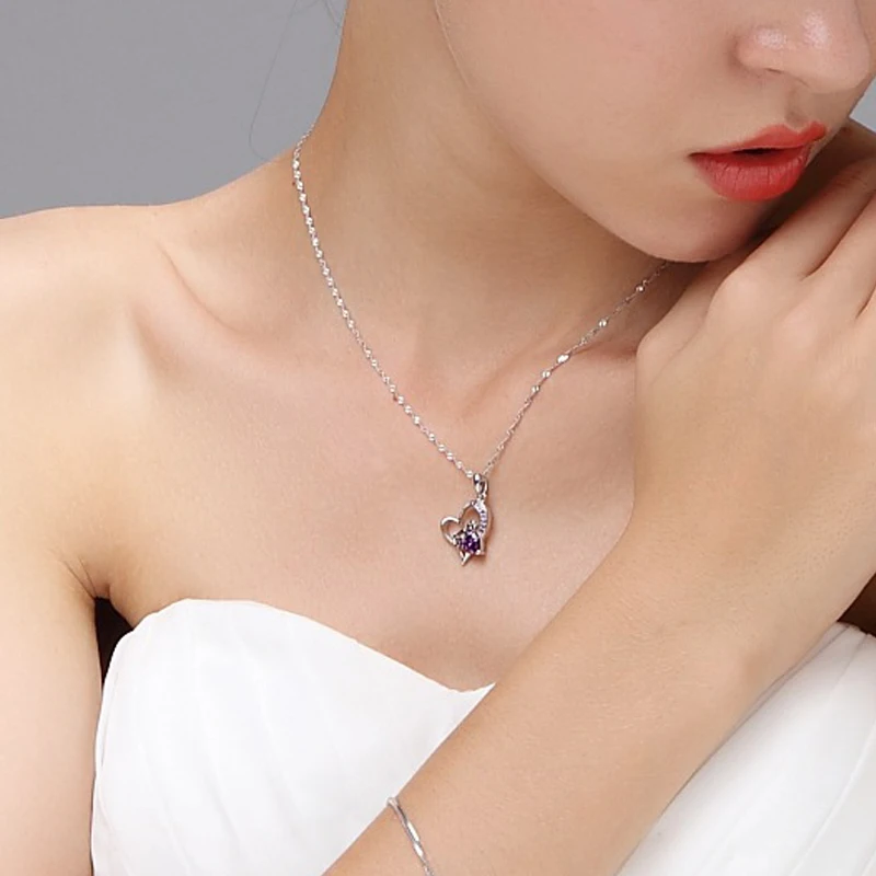 romantic purple crystal necklace for lover (1)