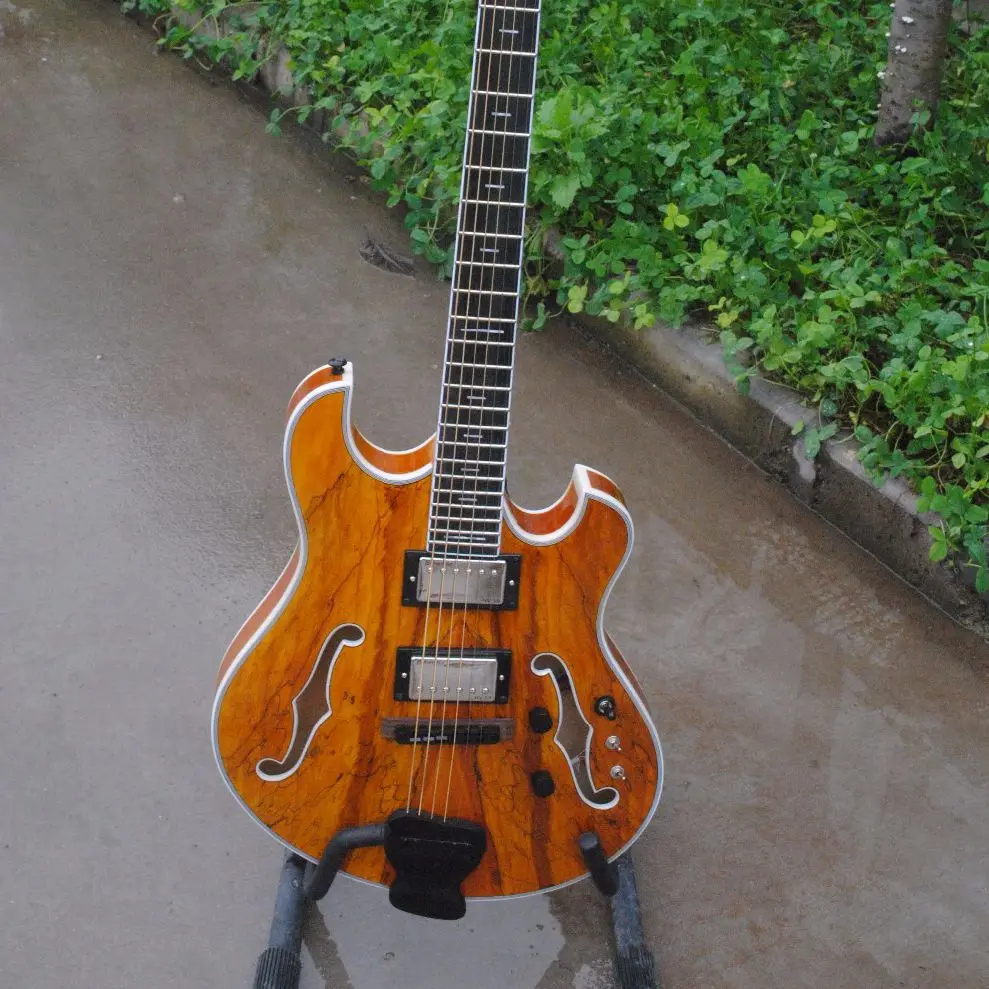 

Custom Shop Langre Elecitrc Guitar SR-012 Semi Hollow Body Ebony Fingerboard Burl Maple Top Ebony Bridge